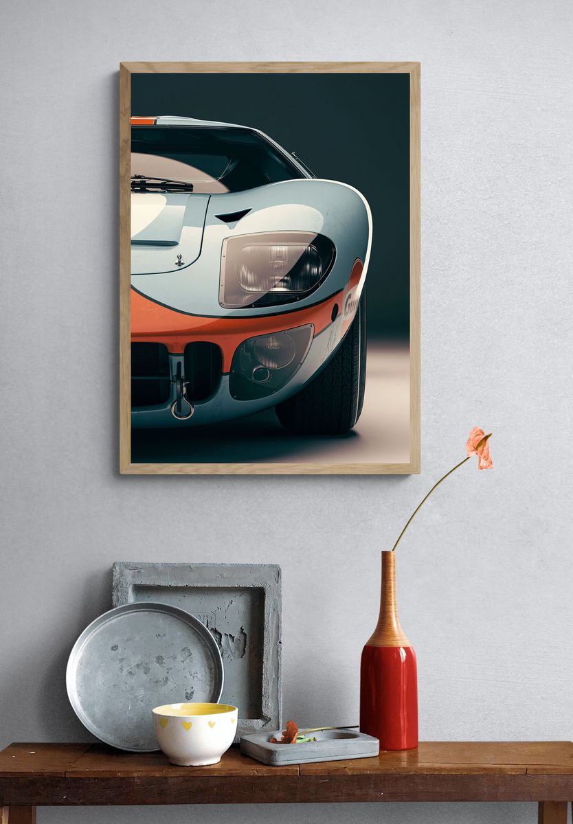 Vintage Race Car Photography Poster. — room view 3