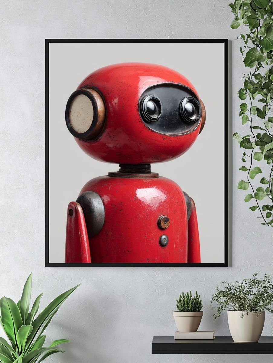 Vintage Robot Red — Illustration Print. — room view 4