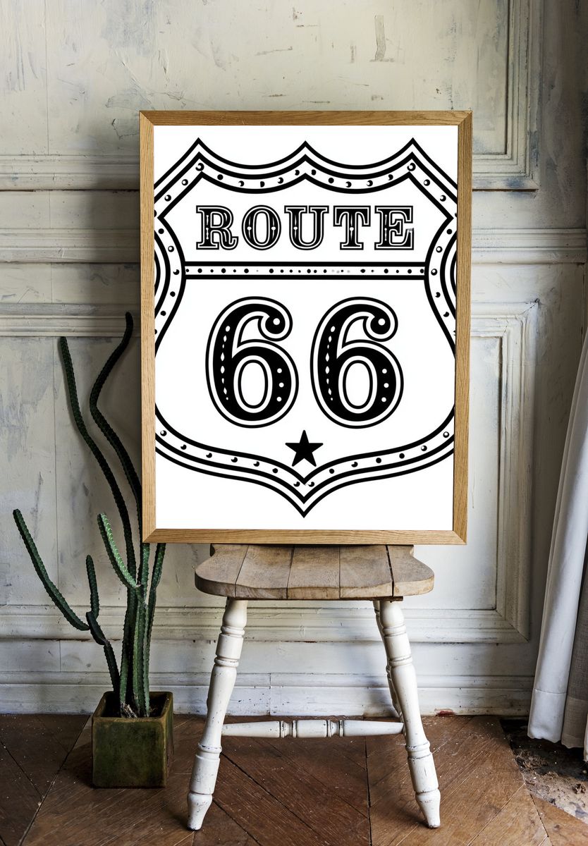 Route 66 Highway Sign Poster. — room view 1