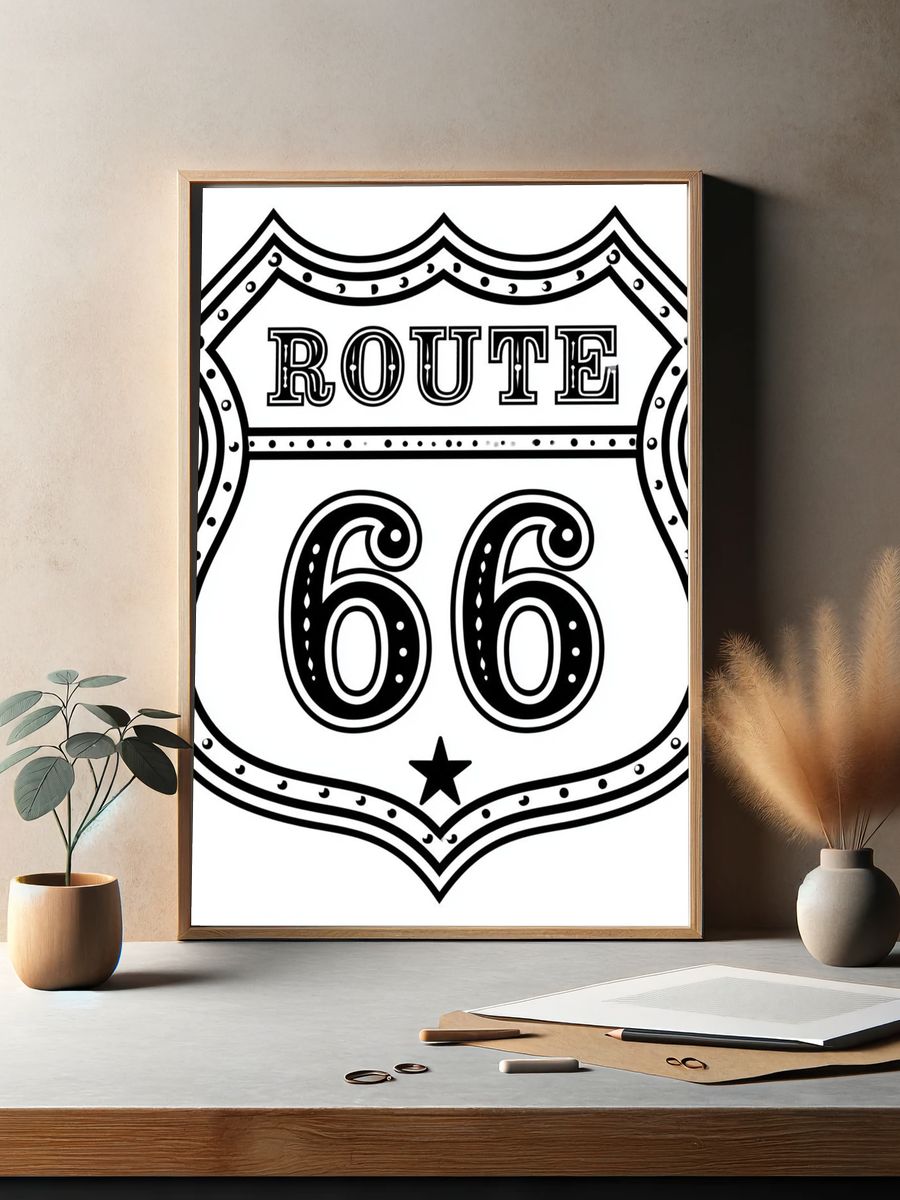 Route 66 Highway Sign Poster. — room view 2
