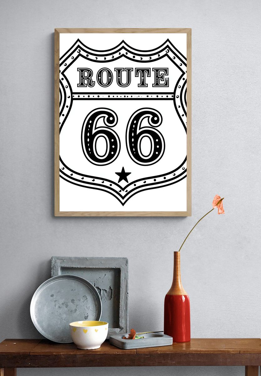 Route 66 Highway Sign Poster. — room view 3