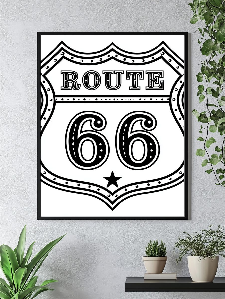 Route 66 Highway Sign Poster. — room view 4