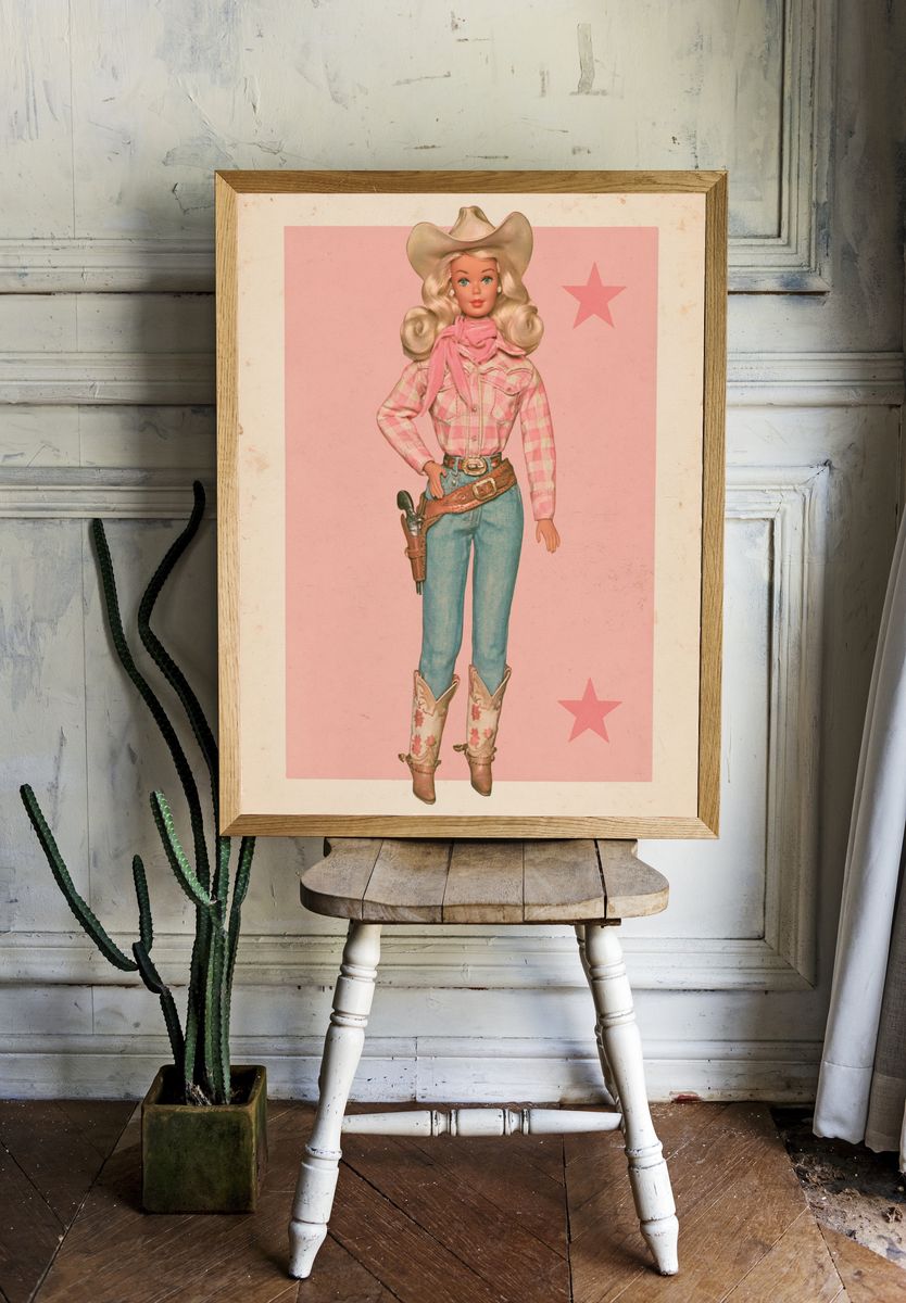 Cowgirl Barbie Vintage Poster. room preview