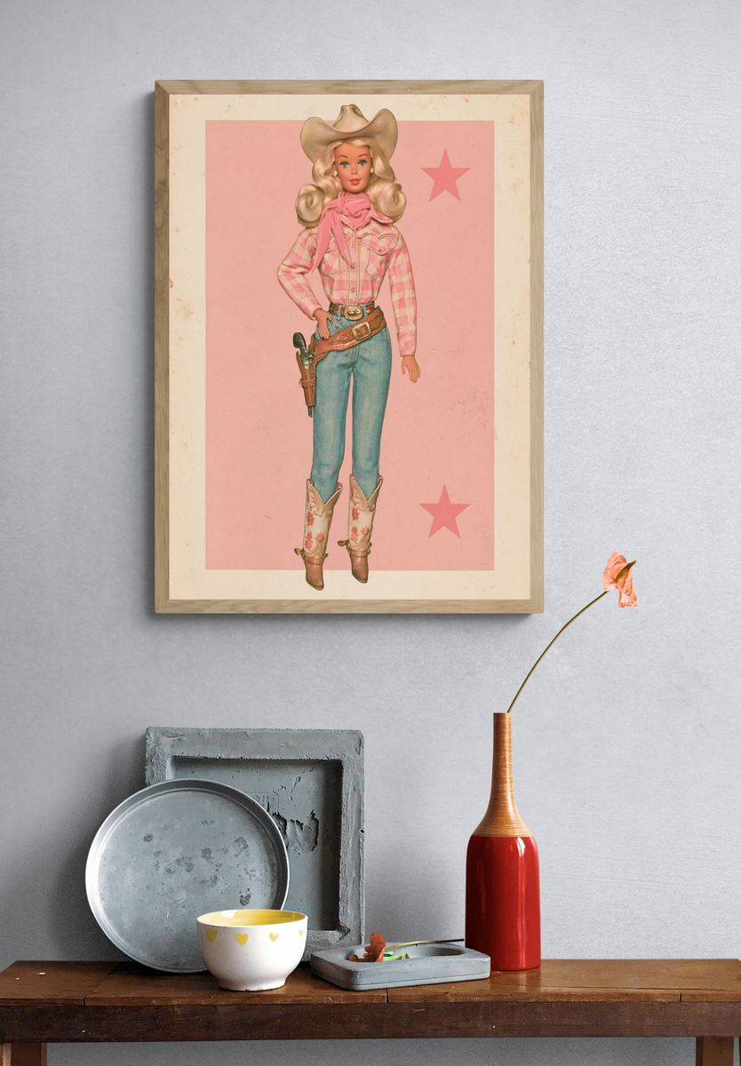 Cowgirl Barbie Vintage Poster. — room view 3
