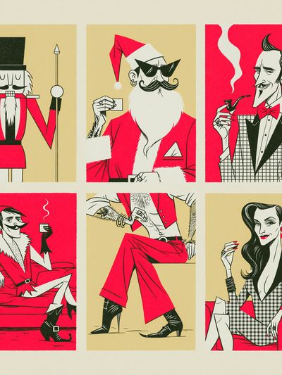 Retro Christmas Characters Print. poster