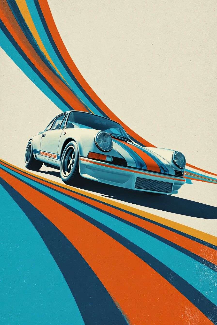 Retro Porsche Racing Poster. poster detail