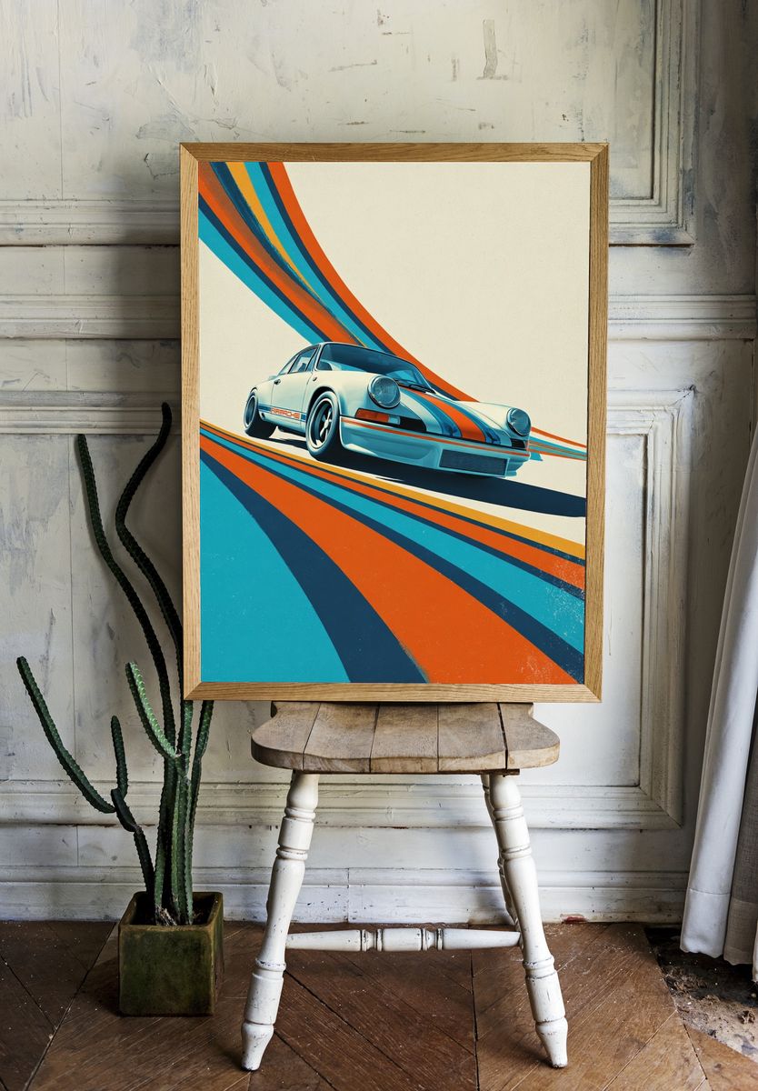 Retro Porsche Racing Poster. room preview