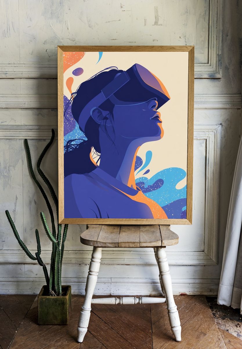 Virtual Reality Woman Digital-Art Poster. room preview