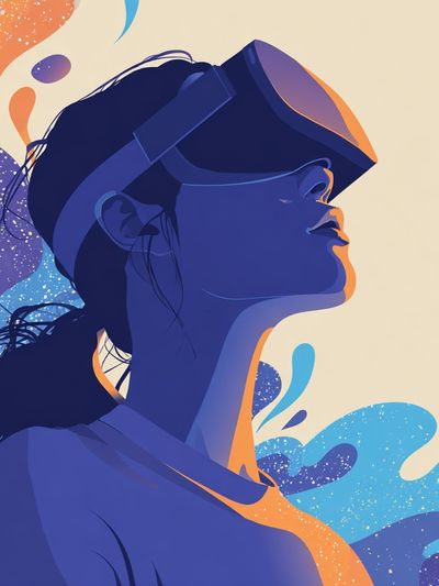 Virtual Reality Woman Digital-Art Poster. poster print