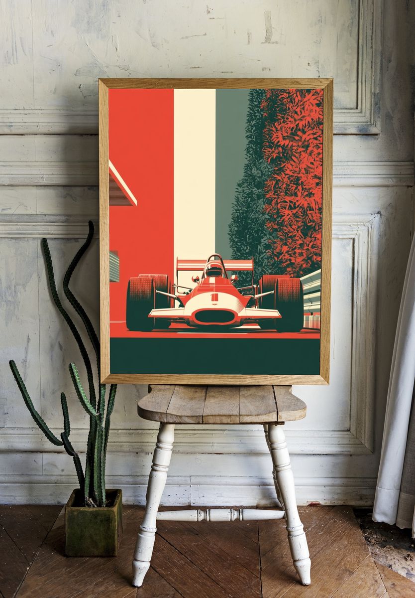 Formula Racing Car Vintage Poster. room preview