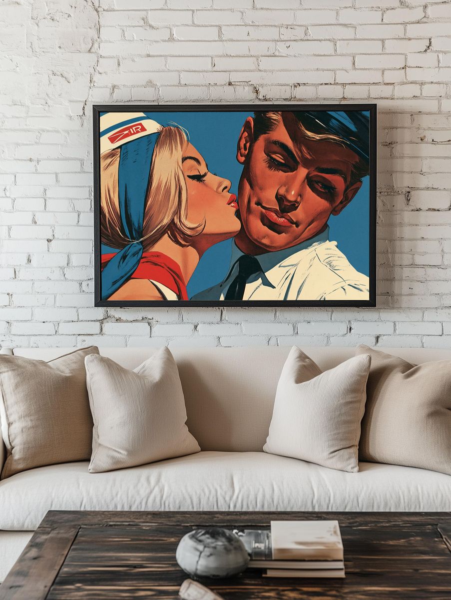 Retro Sailor Kiss Vintage Poster. — room view 1