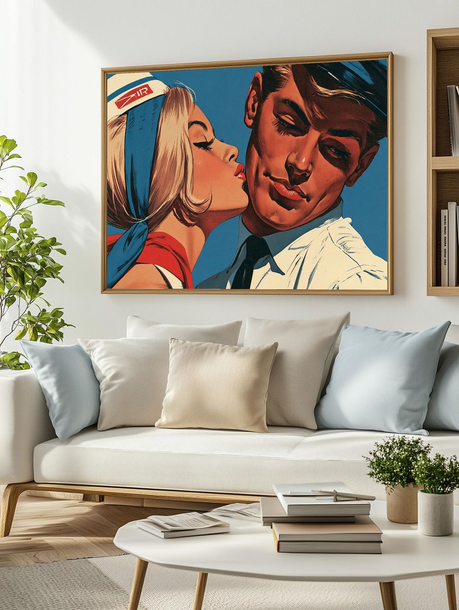 Retro Sailor Kiss Vintage Poster. — room view 2