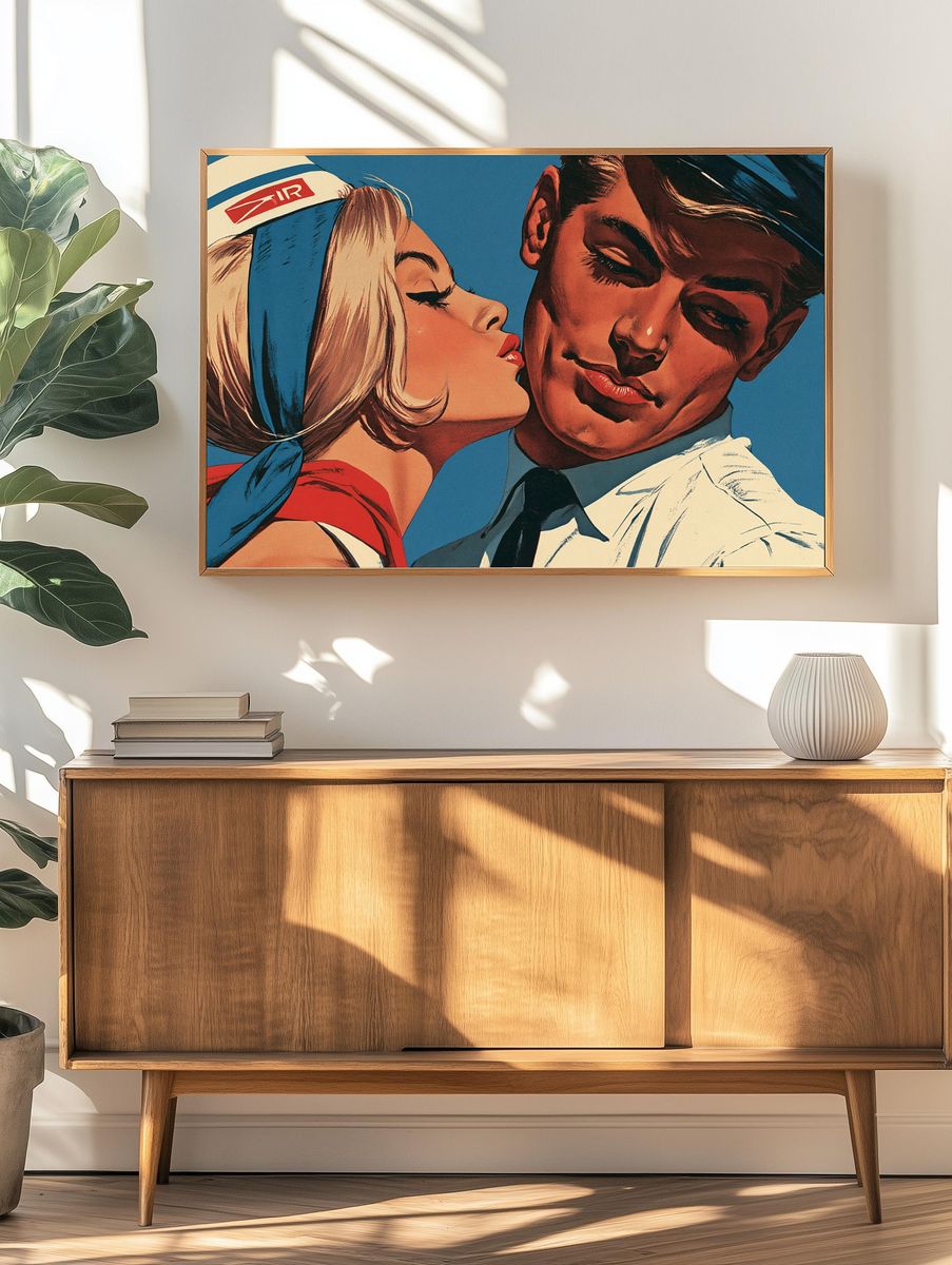 Retro Sailor Kiss Vintage Poster. — room view 3