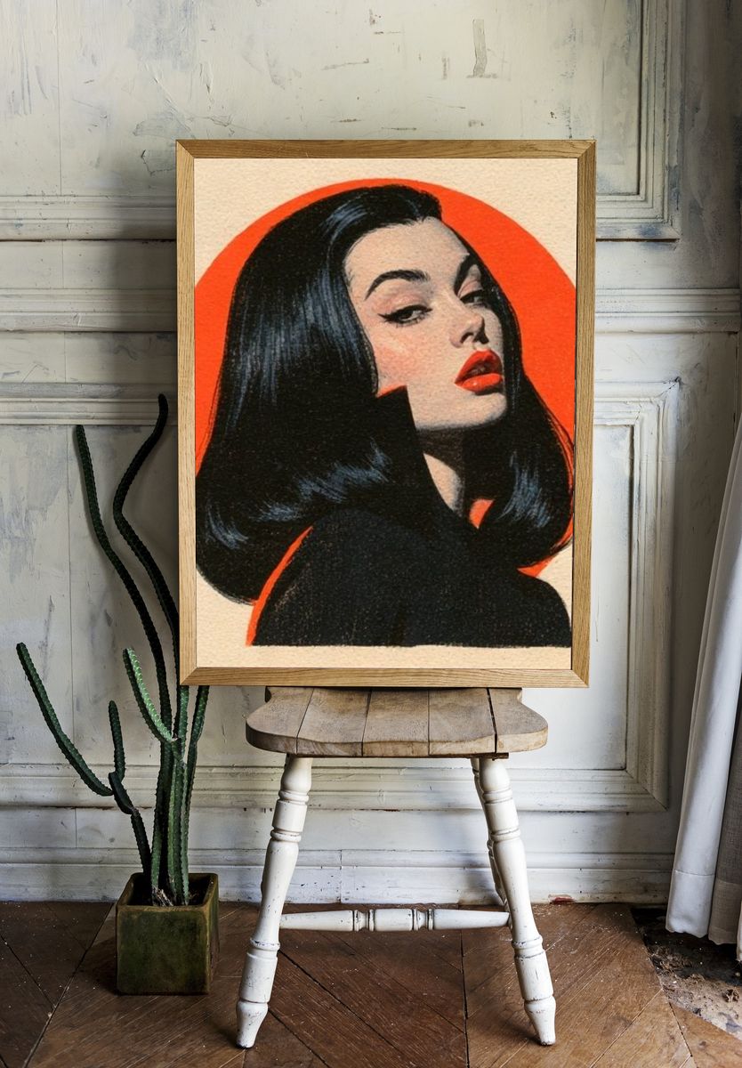Retro Woman Portrait Poster. — room view 1