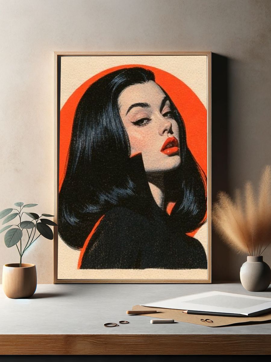 Retro Woman Portrait Poster. — room view 2