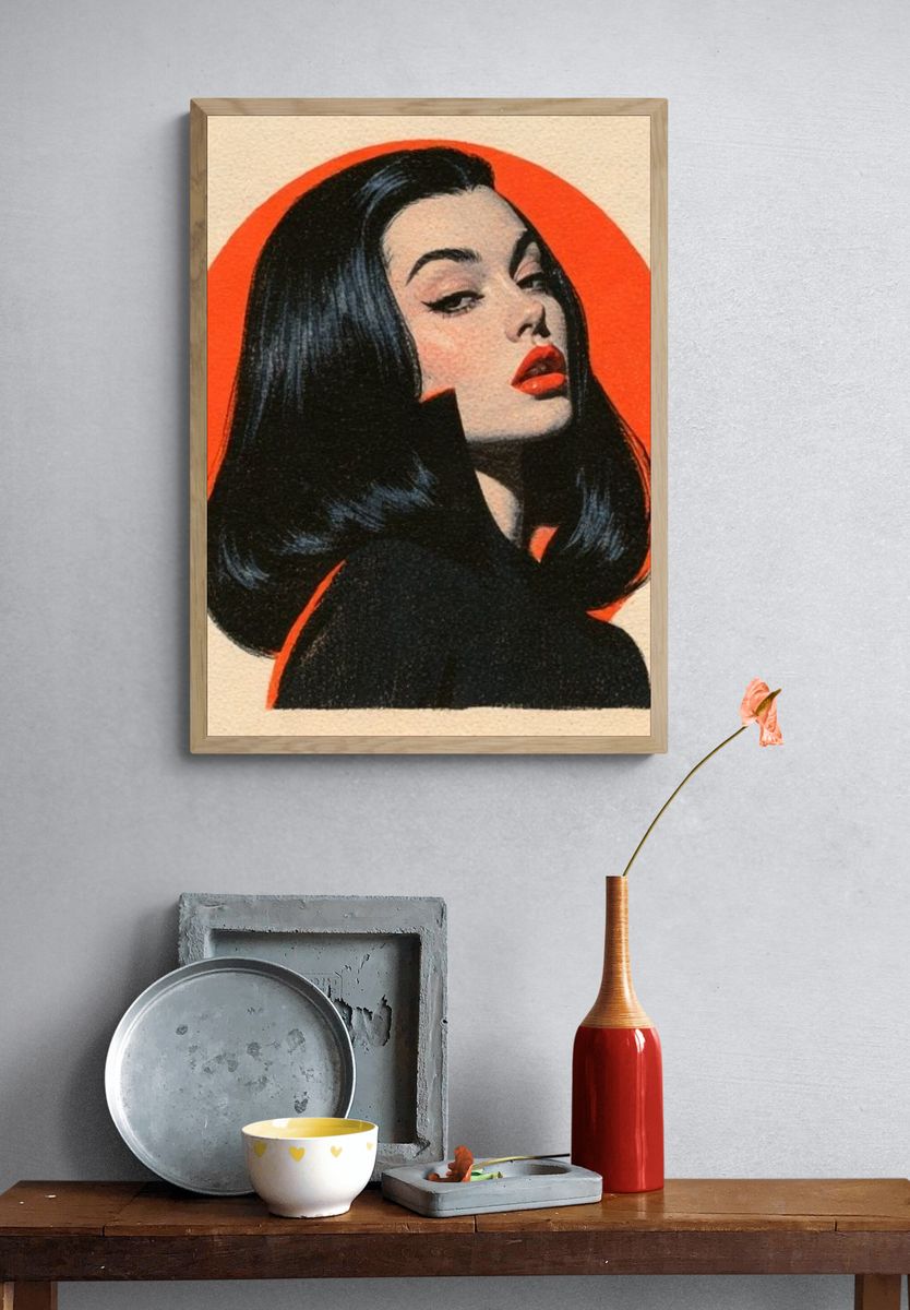 Retro Woman Portrait Poster. — room view 3