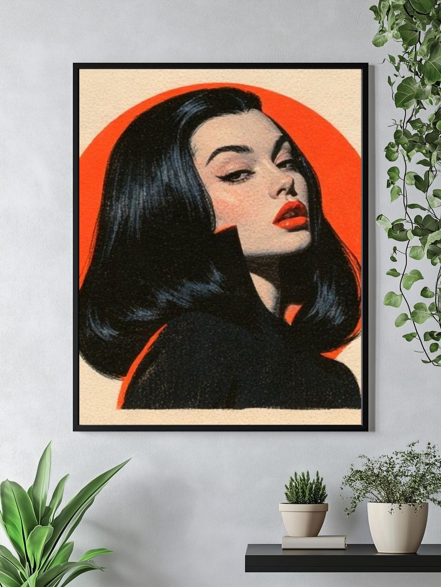 Retro Woman Portrait Poster. — room view 4