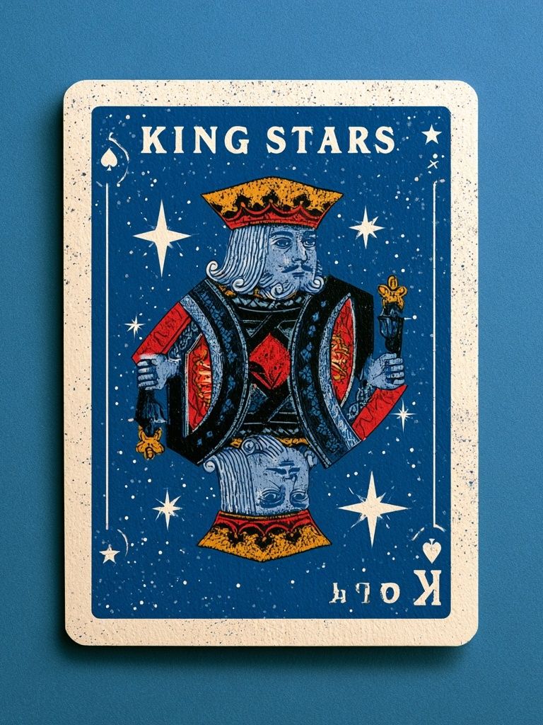 King of Stars Playing Card Print. poster — vintage art