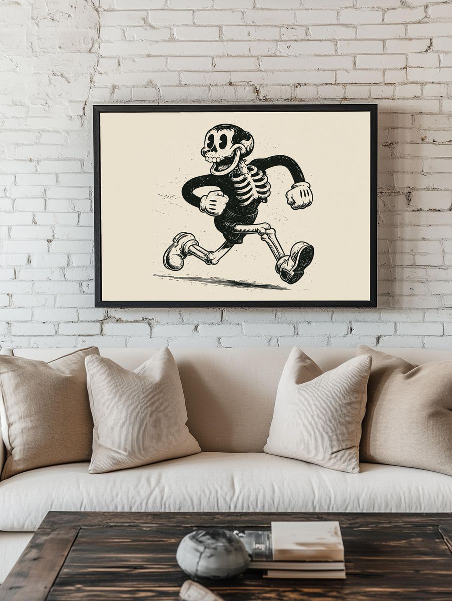 Running Skeleton Vintage Print. — room view 1