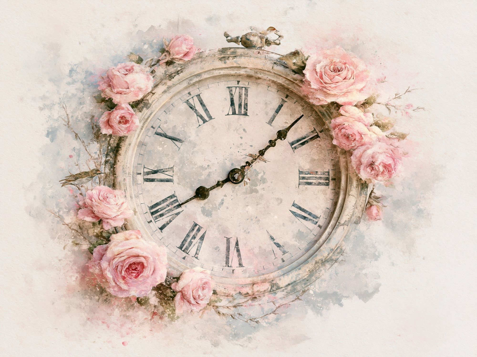 Vintage Rose Clock Poster. poster — vintage art