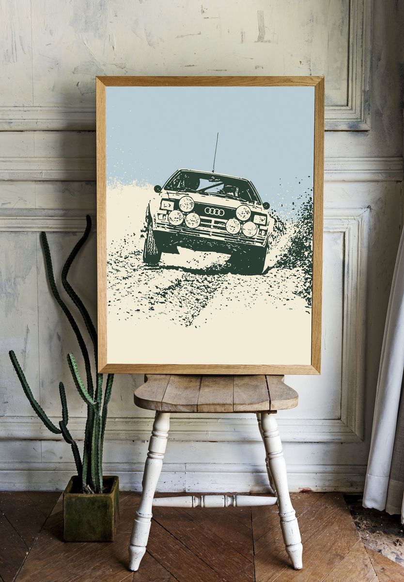 Audi Rally Car Vintage Poster. — room view 1