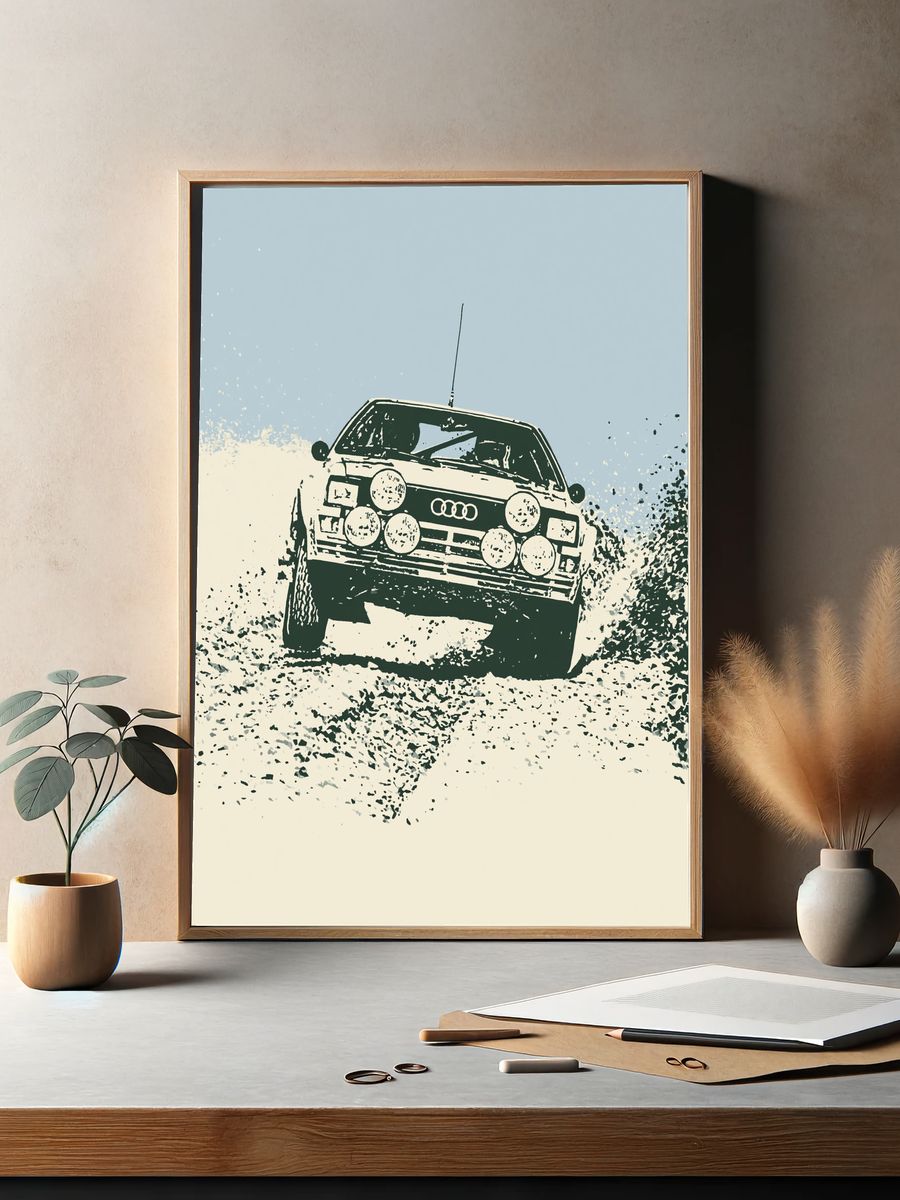 Audi Rally Car Vintage Poster. — room view 2
