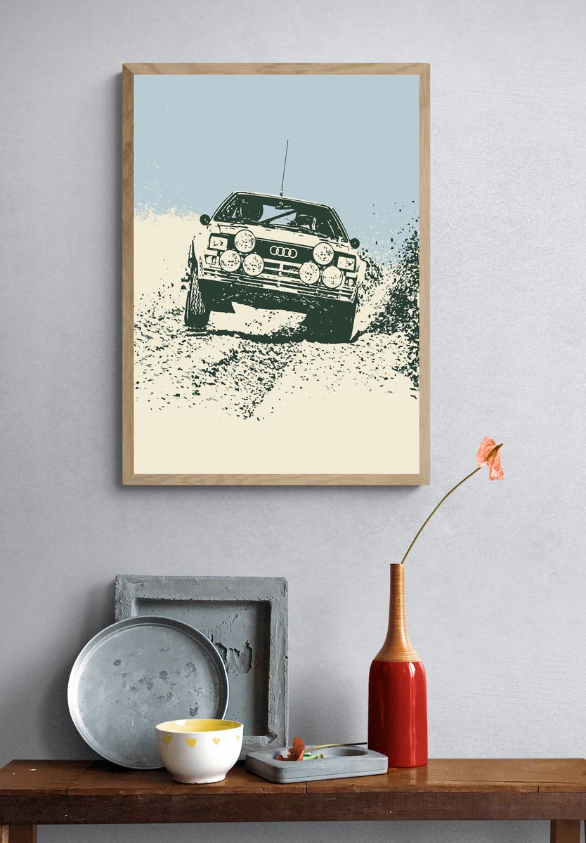 Audi Rally Car Vintage Poster. — room view 3