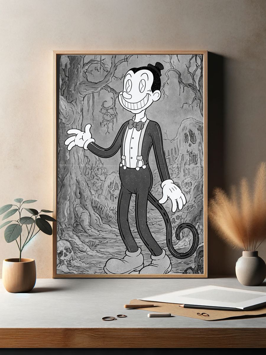 Vintage Cartoon Character Print. — room view 2