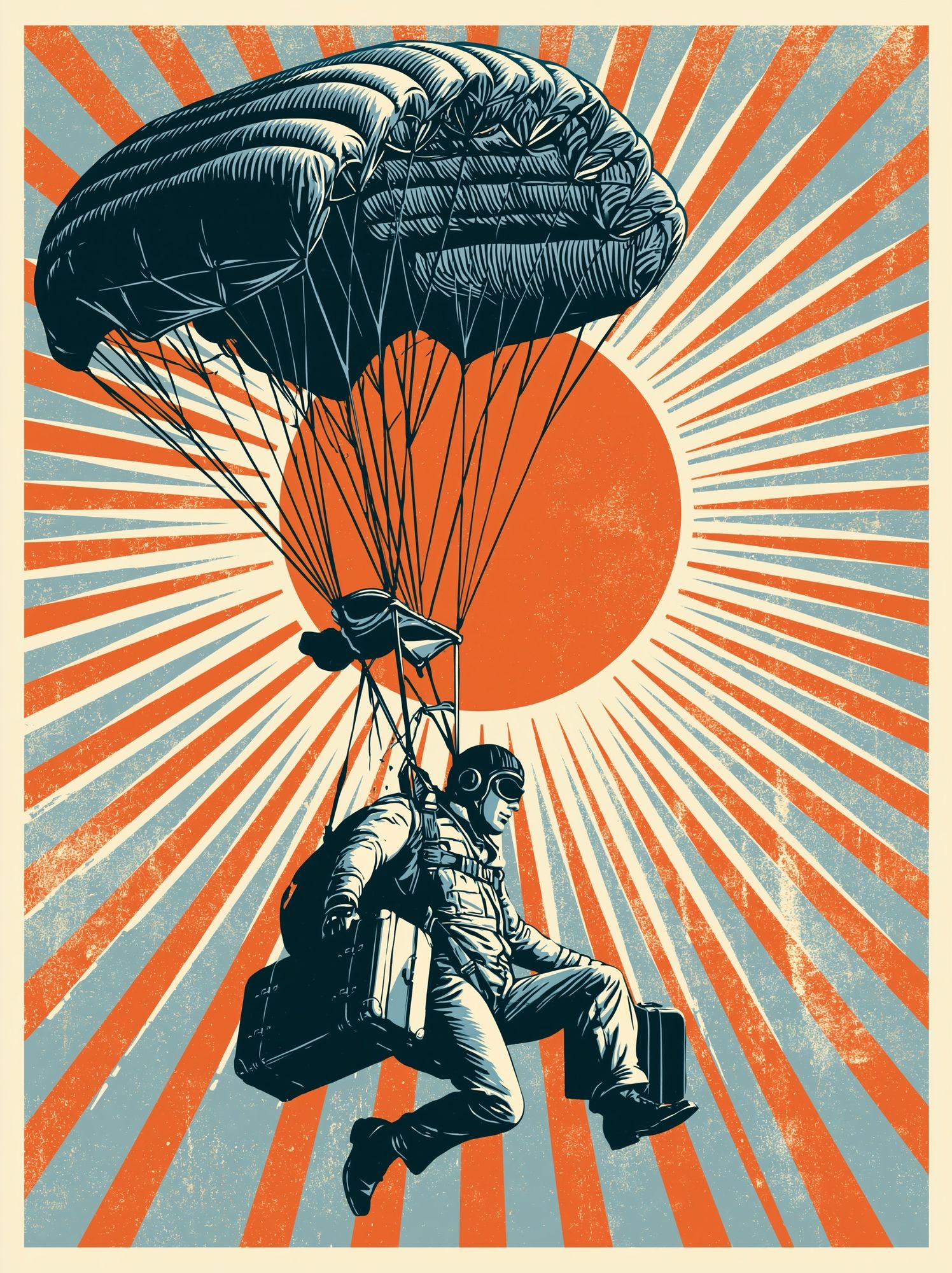 Paratrooper Sunburst Vintage Poster. poster — vintage art