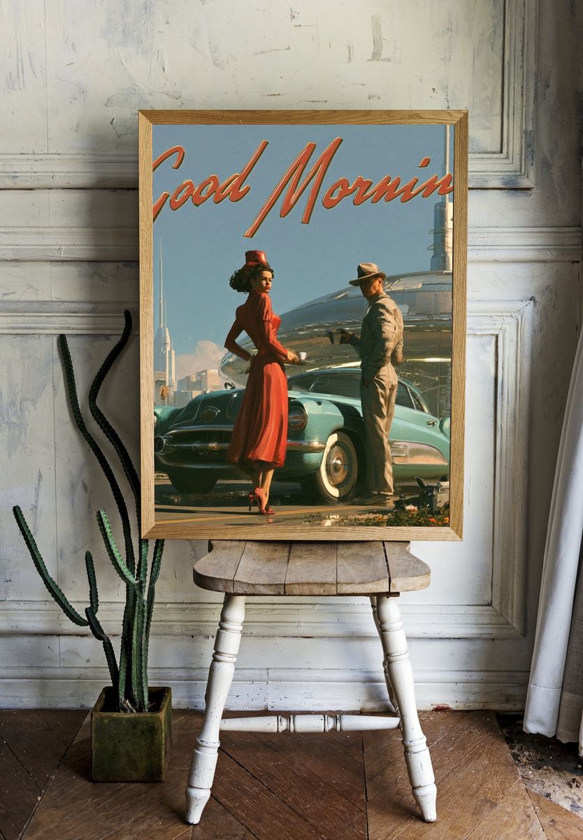 Good Morning Retro Poster. — room view 1