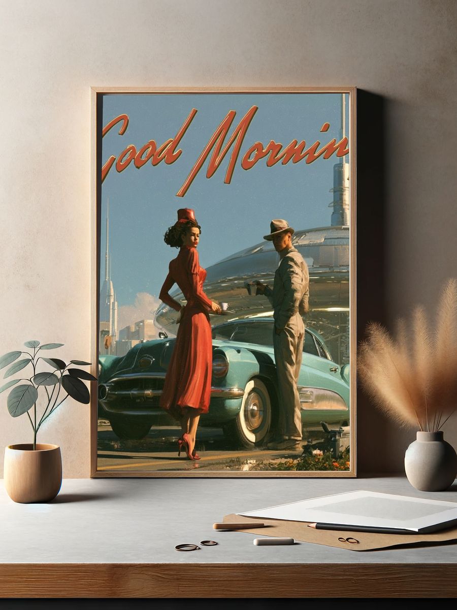 Good Morning Retro Poster. — room view 2