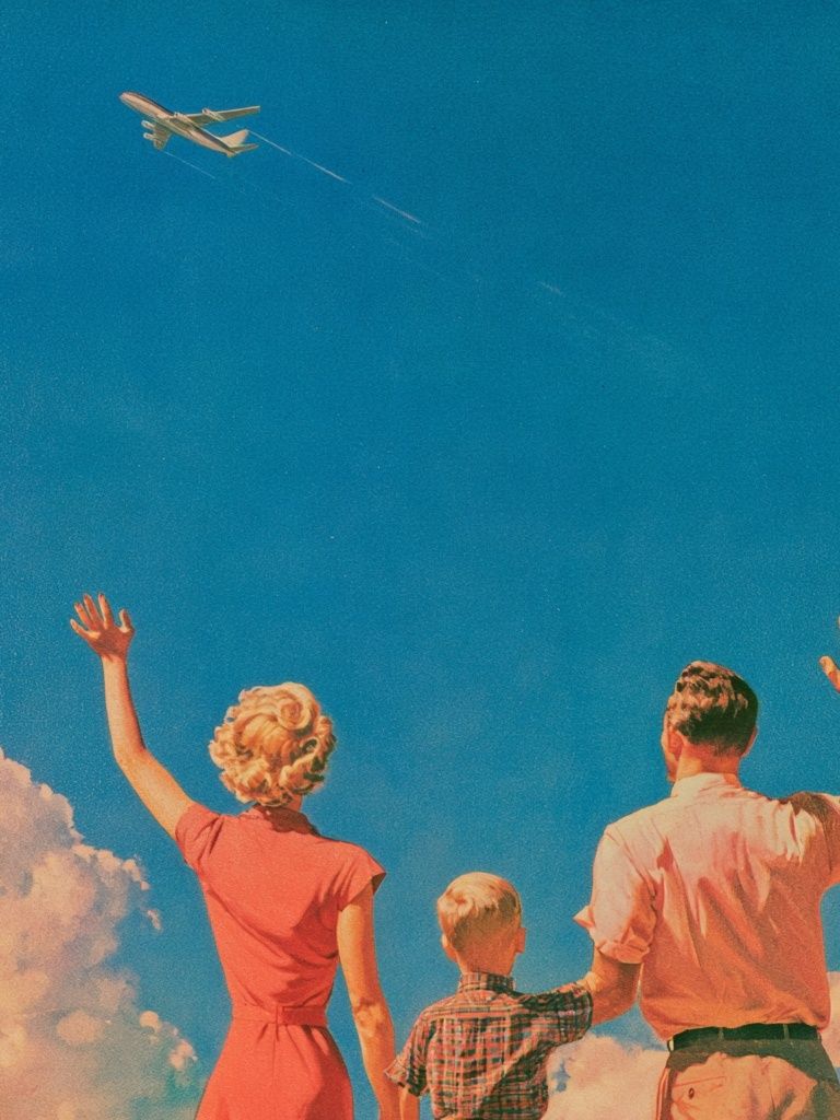 Family Airplane Sky Vintage Poster. poster — vintage art