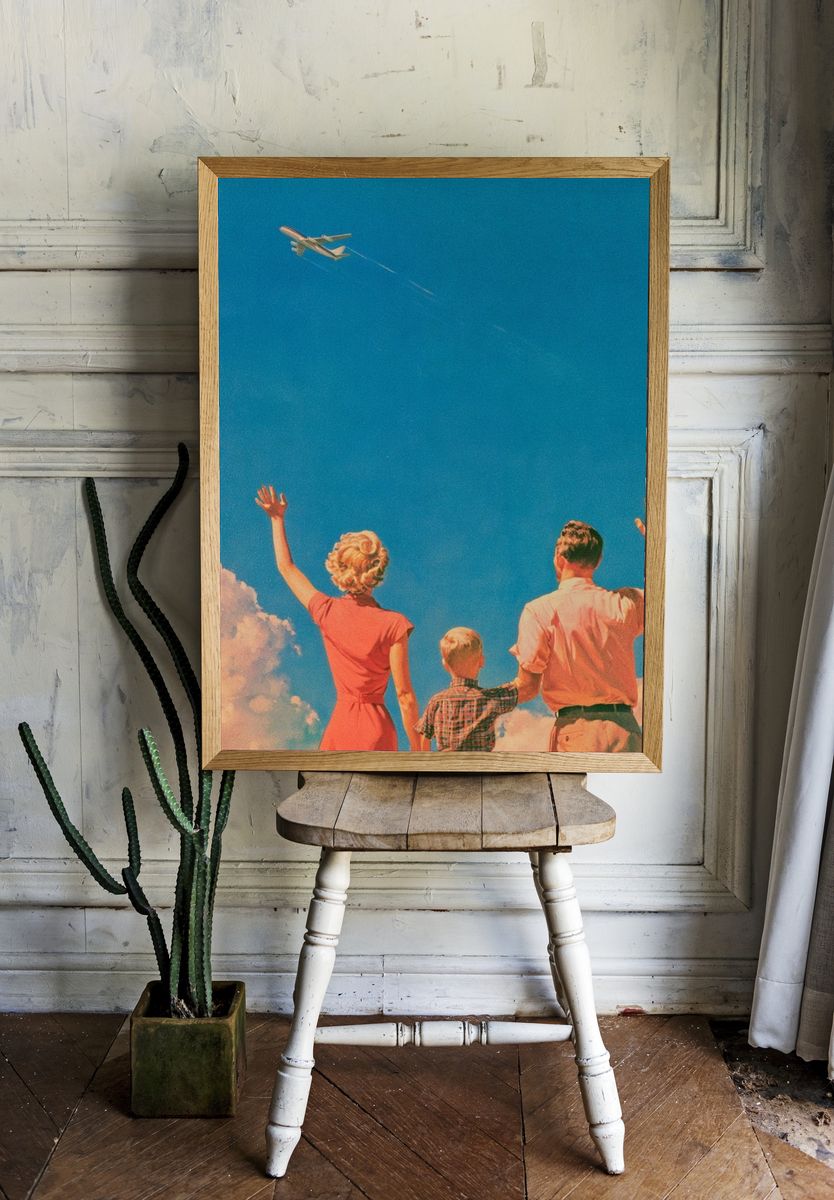 Family Airplane Sky Vintage Poster. — room view 1