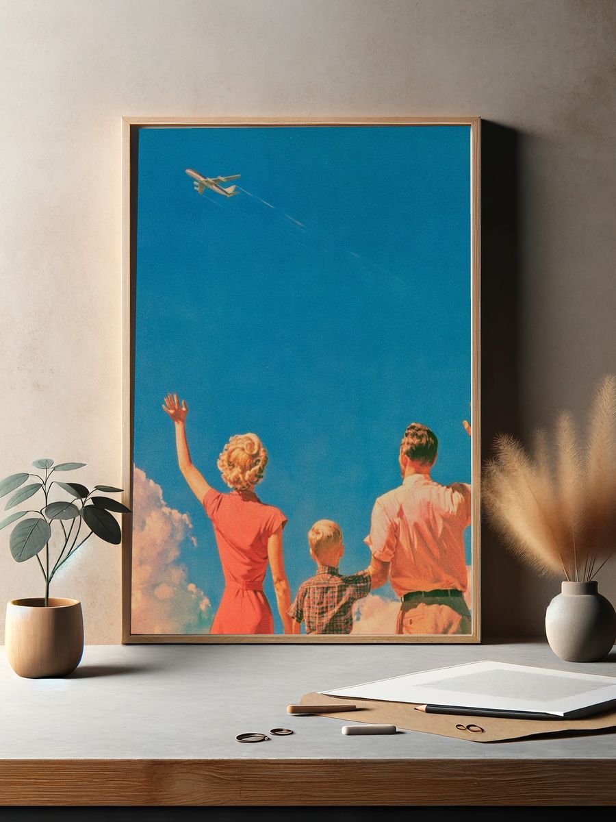 Family Airplane Sky Vintage Poster. — room view 2