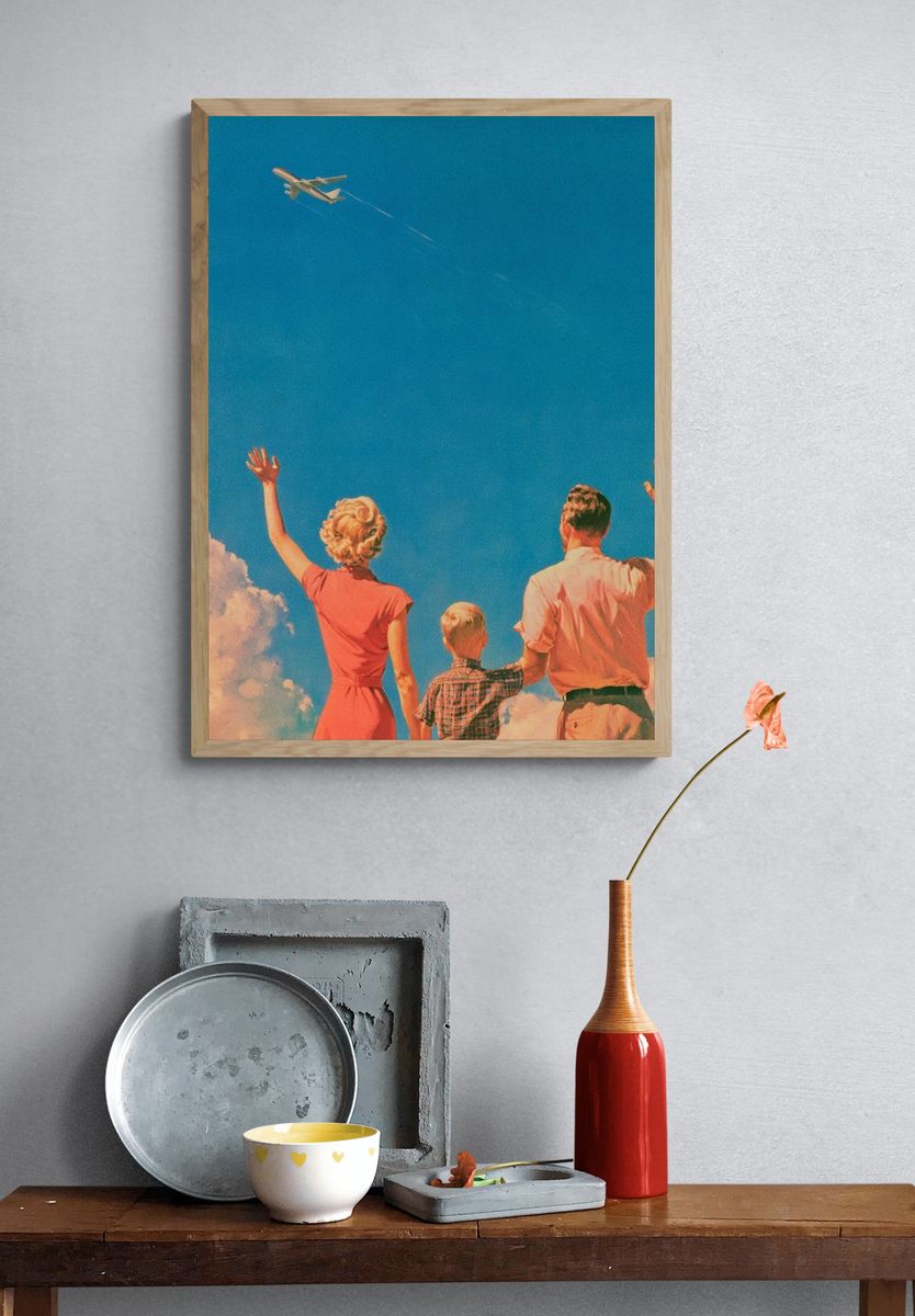 Family Airplane Sky Vintage Poster. — room view 3