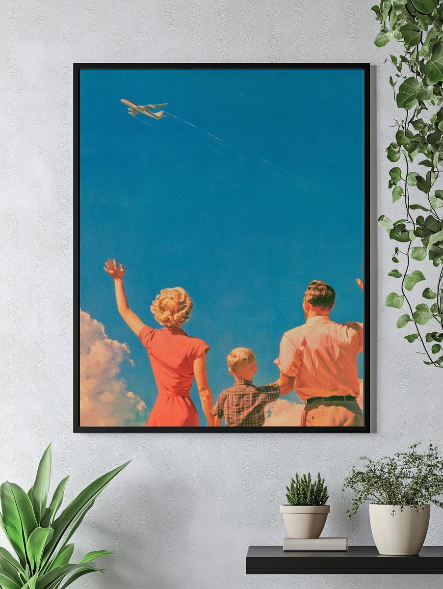 Family Airplane Sky Vintage Poster. — room view 4