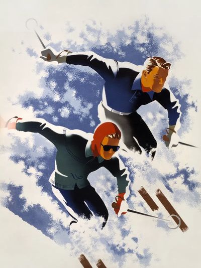 Vintage Skiing Adventure Poster. poster print