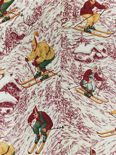 Vintage Skiing Pattern Poster.