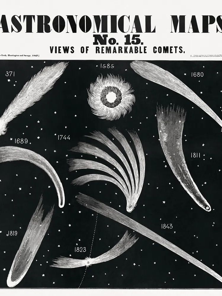 Astronomical map, aesthetic woodcut. Original. poster detail