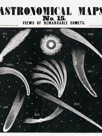 Astronomical map, aesthetic woodcut. Original. poster