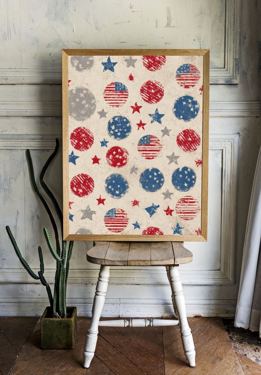 Stars and Stripes Pattern — Vintage Print. — room view 1