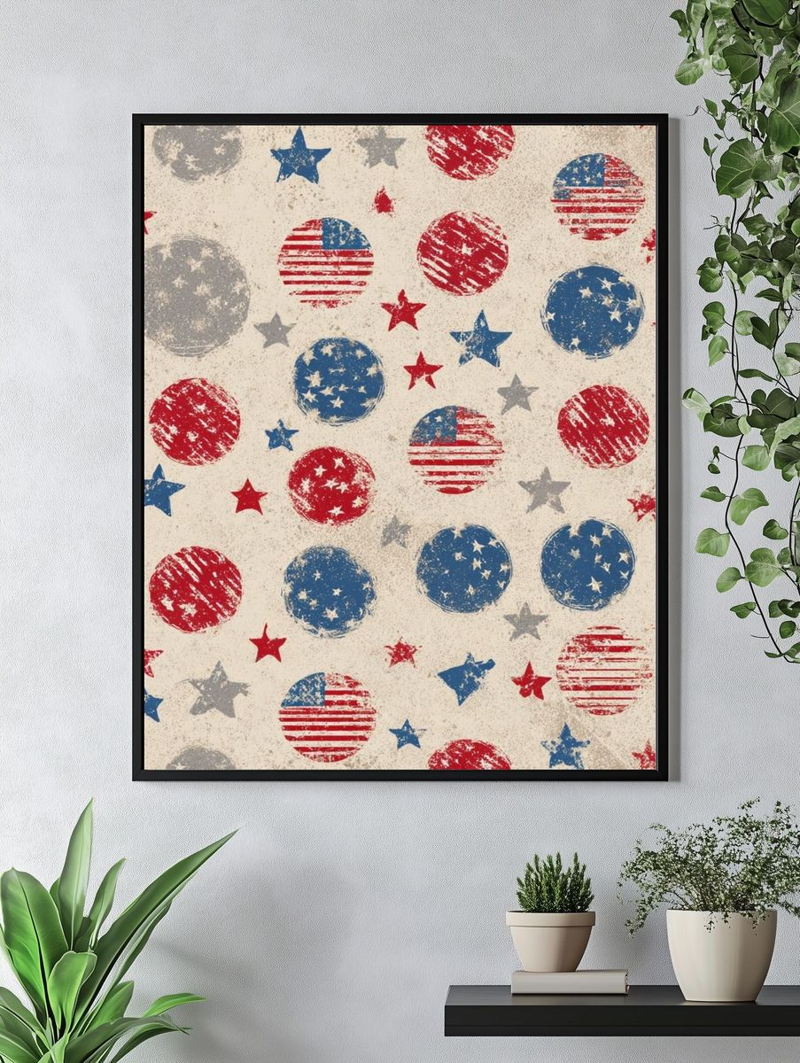 Stars and Stripes Pattern — Vintage Print. — room view 4