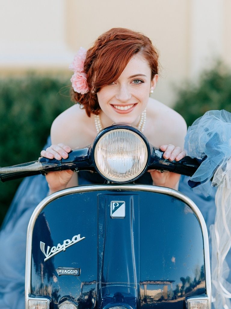 Vintage Vespa Portrait Poster. poster detail