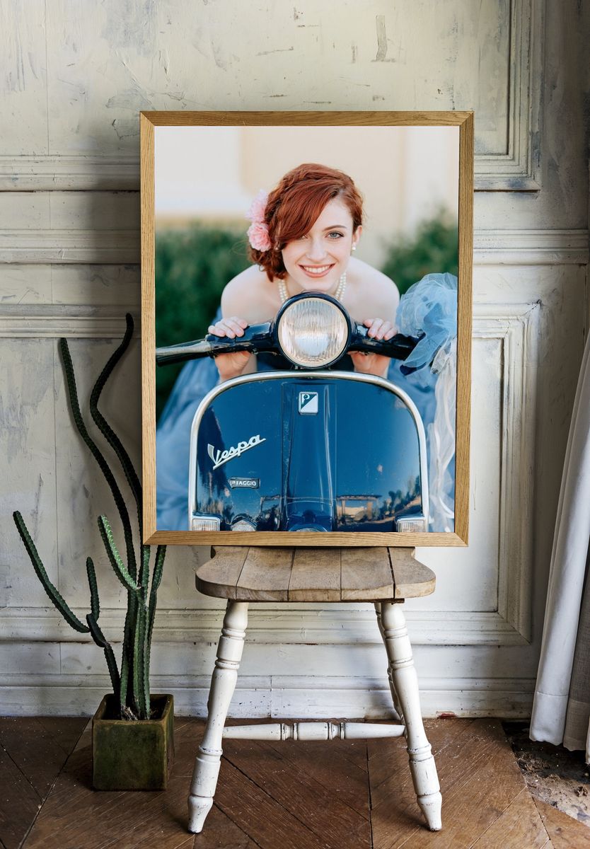 Vintage Vespa Portrait Poster. room preview