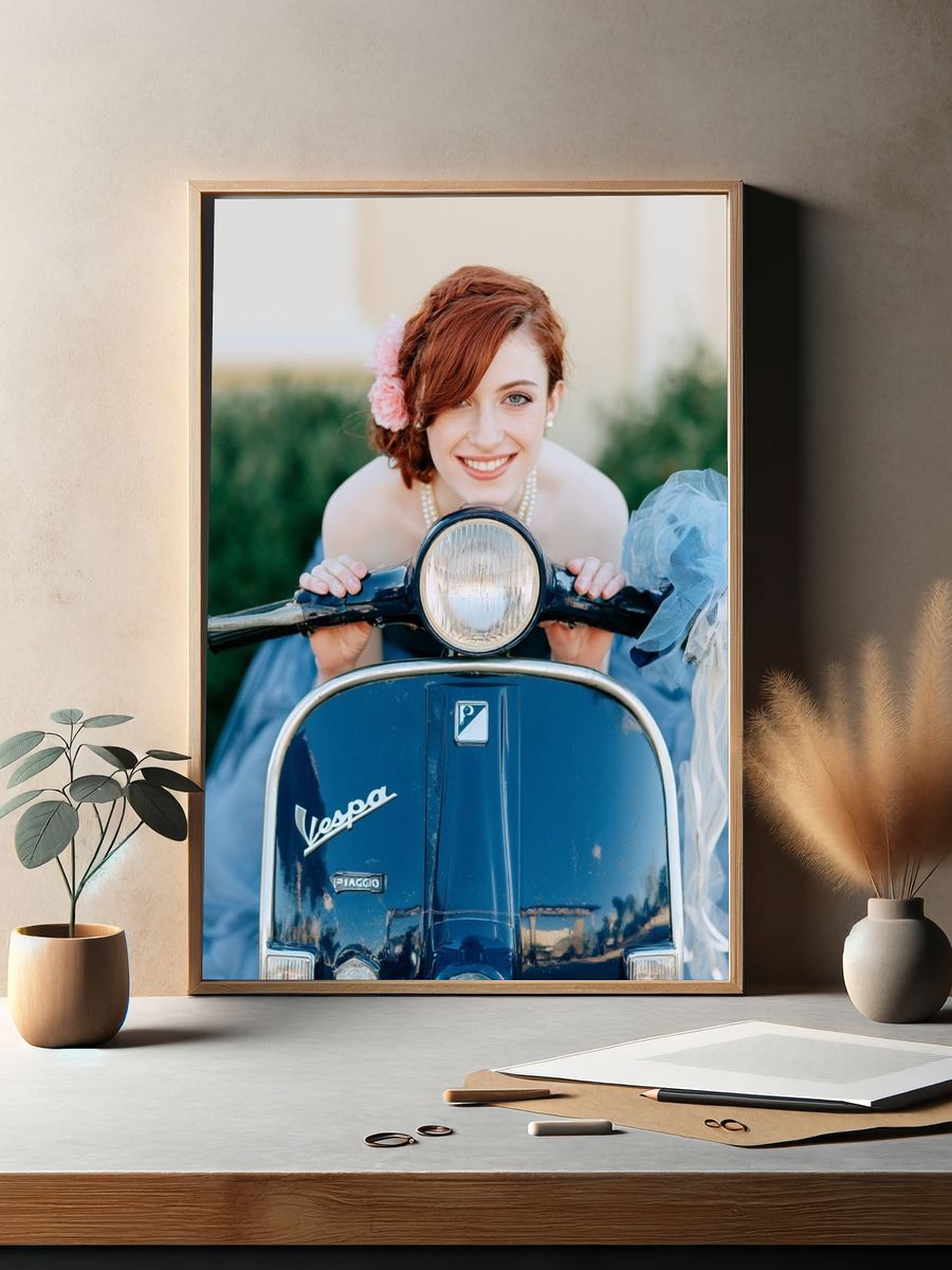 Vintage Vespa Portrait Poster. — room view 2