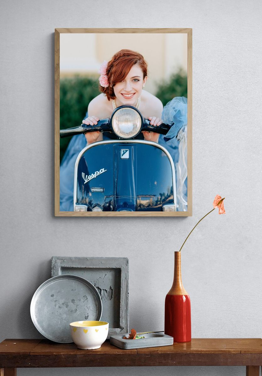 Vintage Vespa Portrait Poster. — room view 3