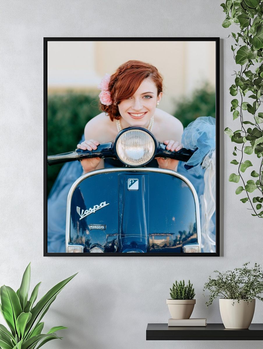 Vintage Vespa Portrait Poster. — room view 4