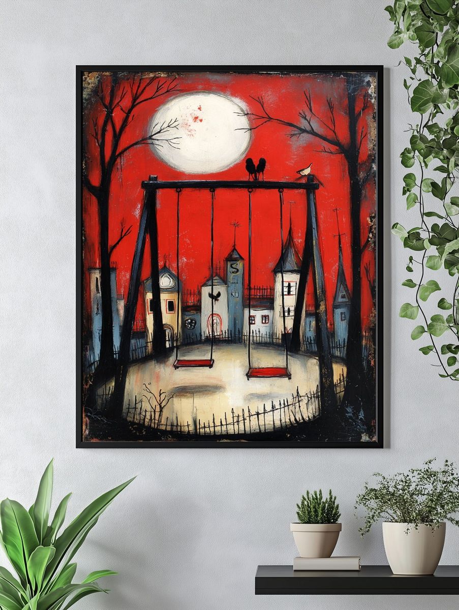 Moonlit Swing Set — Vintage Print. — room view 4