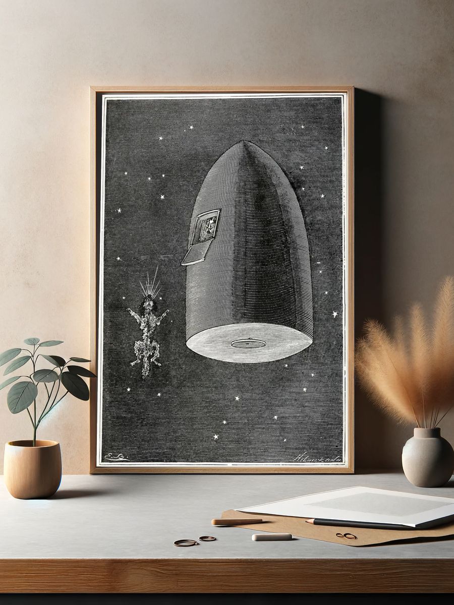 Vintage Space Rocket Illustration Poster. — room view 2