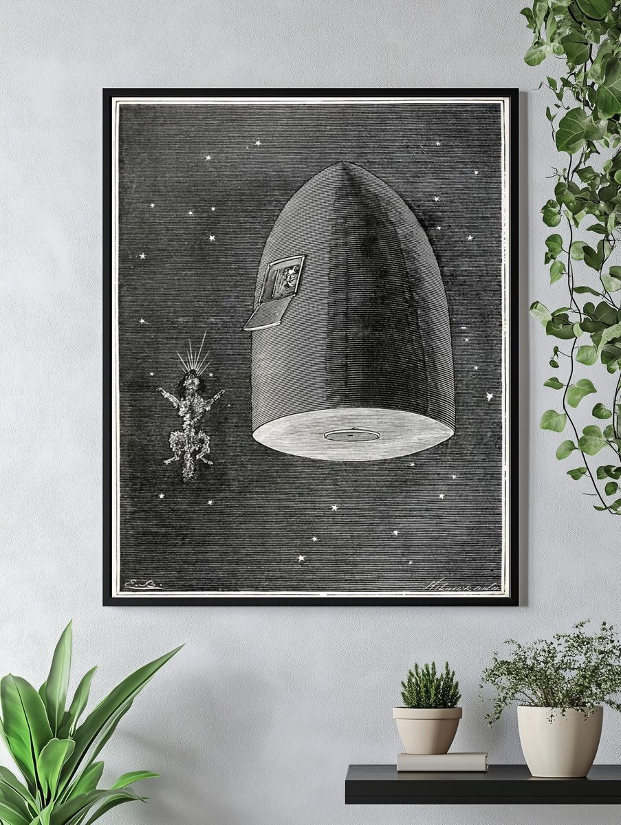 Vintage Space Rocket Illustration Poster. — room view 4